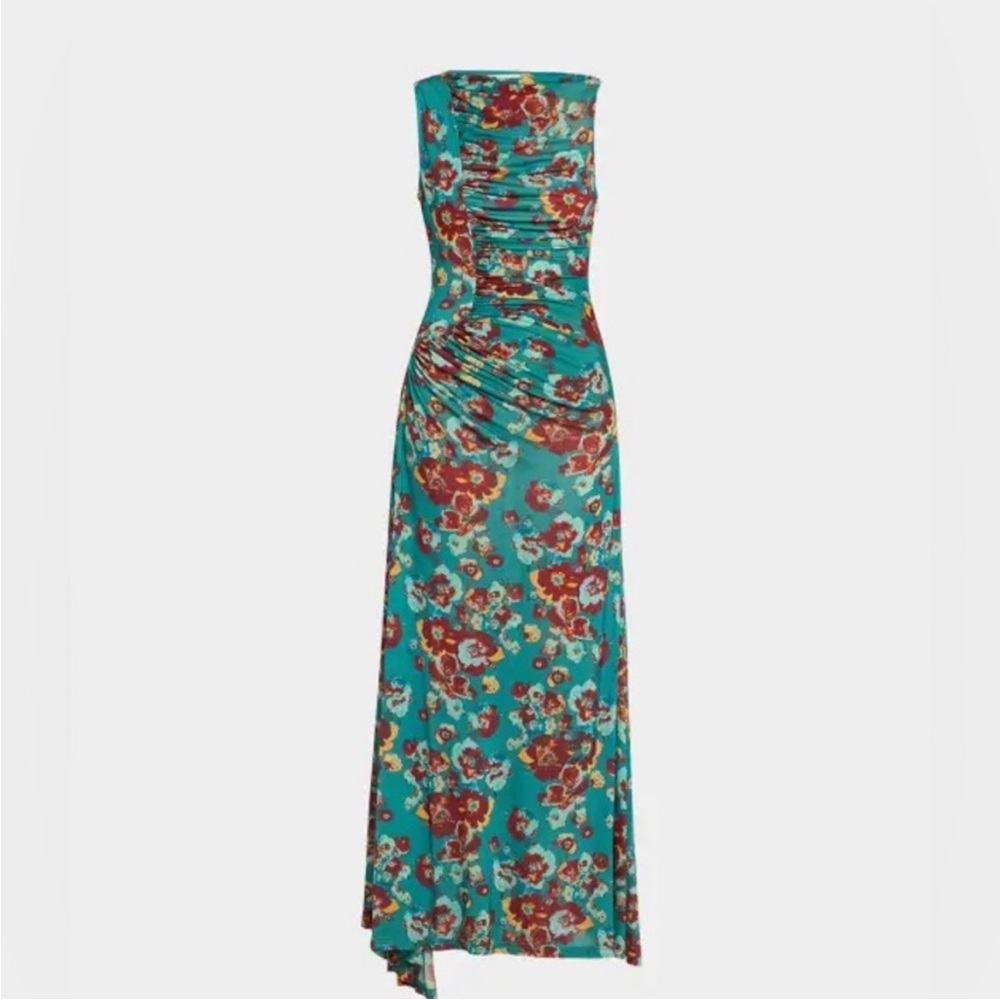 Ulla Johnson Livia Sleeveless Ruched Floral Maxi Dress